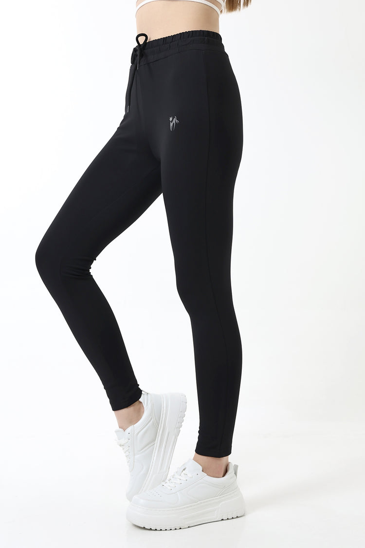 DALGIÇ Tayt Eşofman Push Up BELİ LASTİKLİ - SiyahH